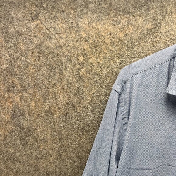 Bugatchi Shirt Mens Large Baby Blue Button Down Shaped Fit Preppy Dress Stretch - Picture 7 of 11